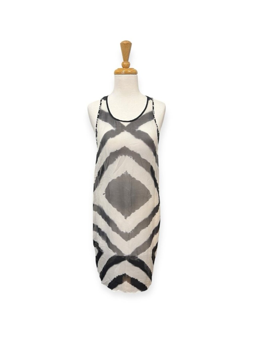 Rozae RN Silk Mini Dress Size S Small White and Black/Navy Blue